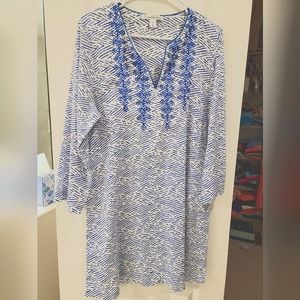 Oscar de la Renta embroidered cotton tunic dress. Size MEDIUM